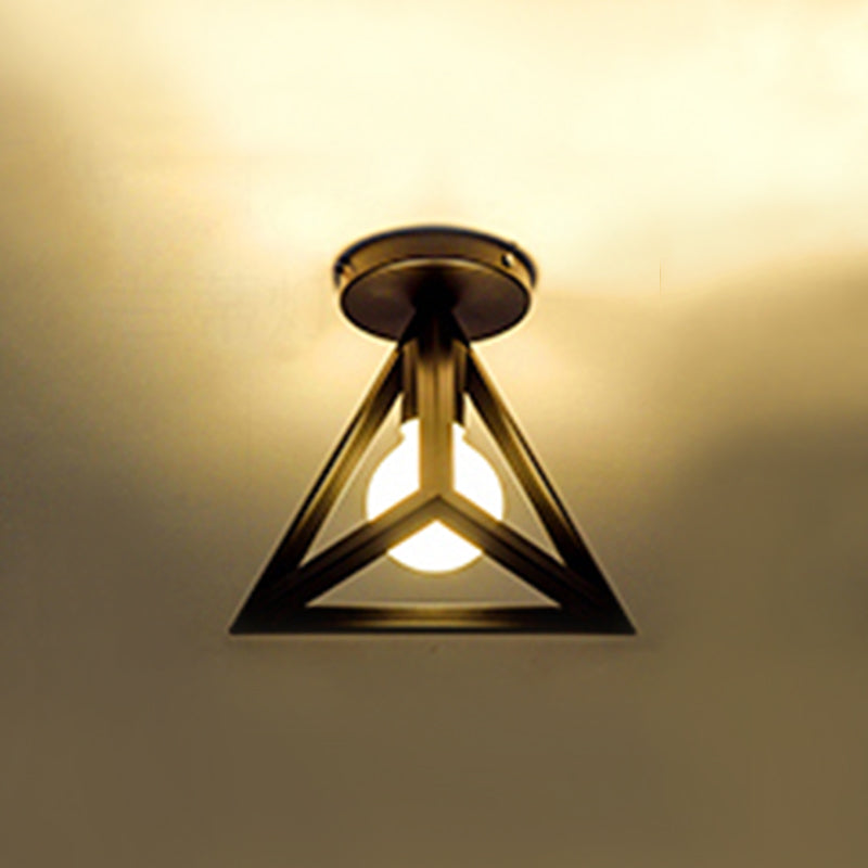 Près de Ceiling Éclairage Loft Style Geometric Metal Ceiling Light Fixture in Black