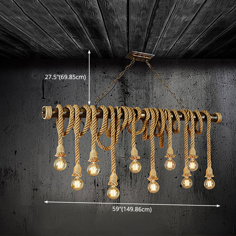Stile industriale Linear Isola Luce corda il lampadario dell'illuminazione in beige