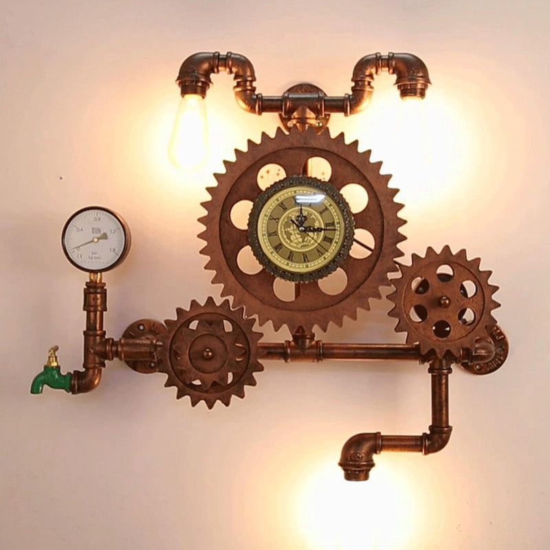 Iluminación de matriz de pared engranaje de estilo industrial Luz de montaje de pared de metal en cobre