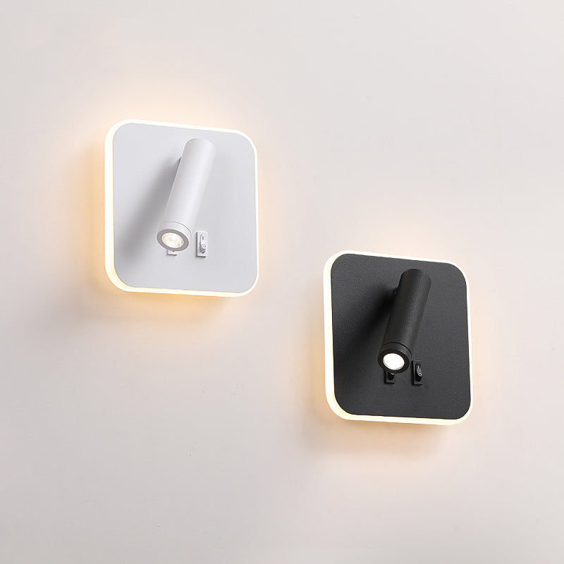 2-Light Square LED Wall Sconce in Modern Simplicity Frosted Aluminium Reading Wall Lamp for Bedroom