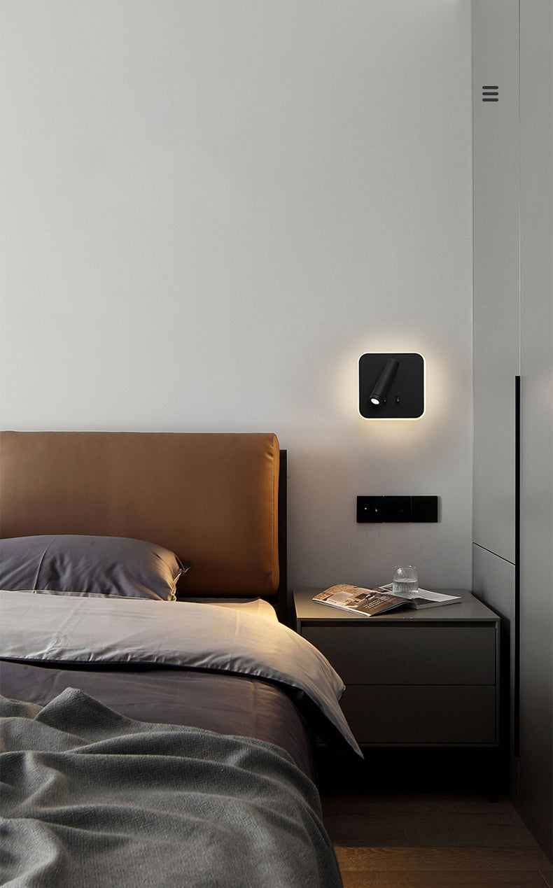 2-Lichtquadratische LED-Wandleuchten in der modernen Einfachheit gefrostete Aluminium-Lesewandlampe für Schlafzimmer