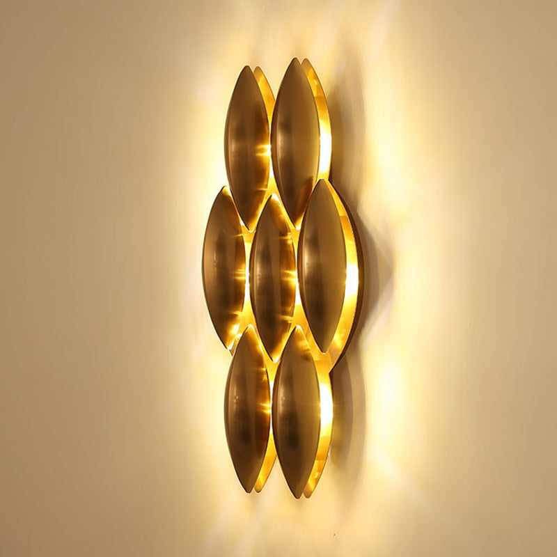 Brass Geometric LED Wall Sconce in Modern Luxury Style Wrought Iron Wall Lamp for Interior Spaces