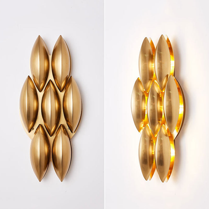 Brass Geometric LED Wall Sconce in Modern Luxury Style Wrought Iron Wall Lamp for Interior Spaces