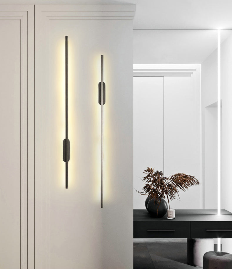 Modern Creative Linear LED Wall Light Wrought Iron Indoor Wall Lamp with Acrylic Shade