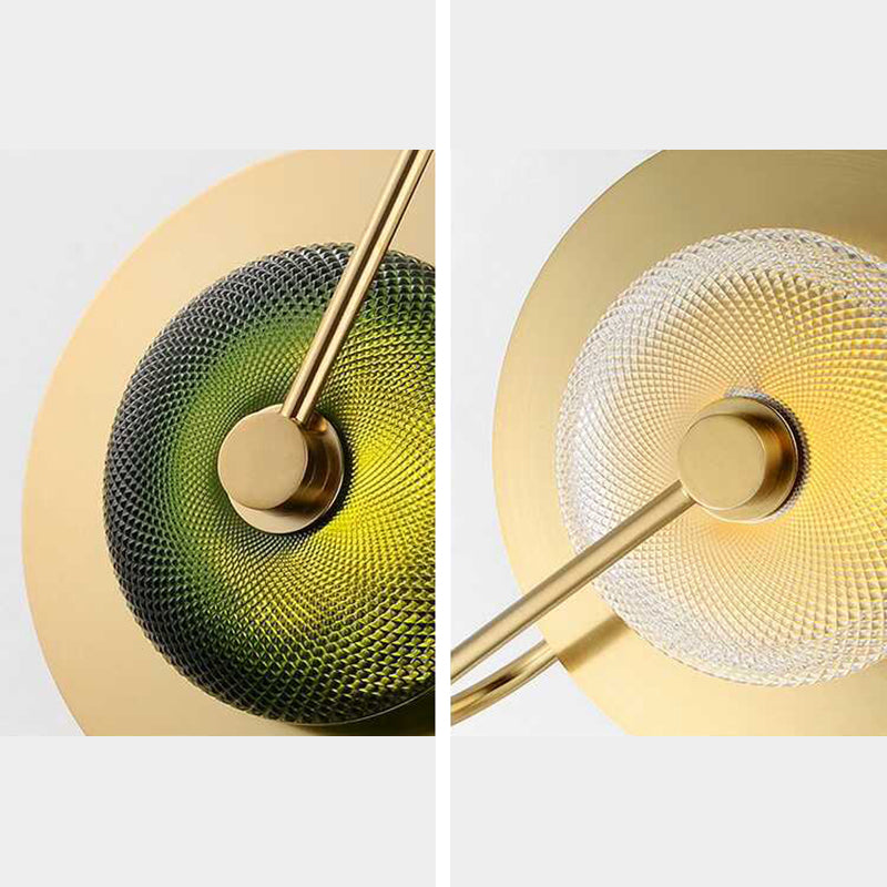 Glass Gold LED Wall Lamp in Modern Luxury Style Metal Circular Wall Light for Interior Spaces