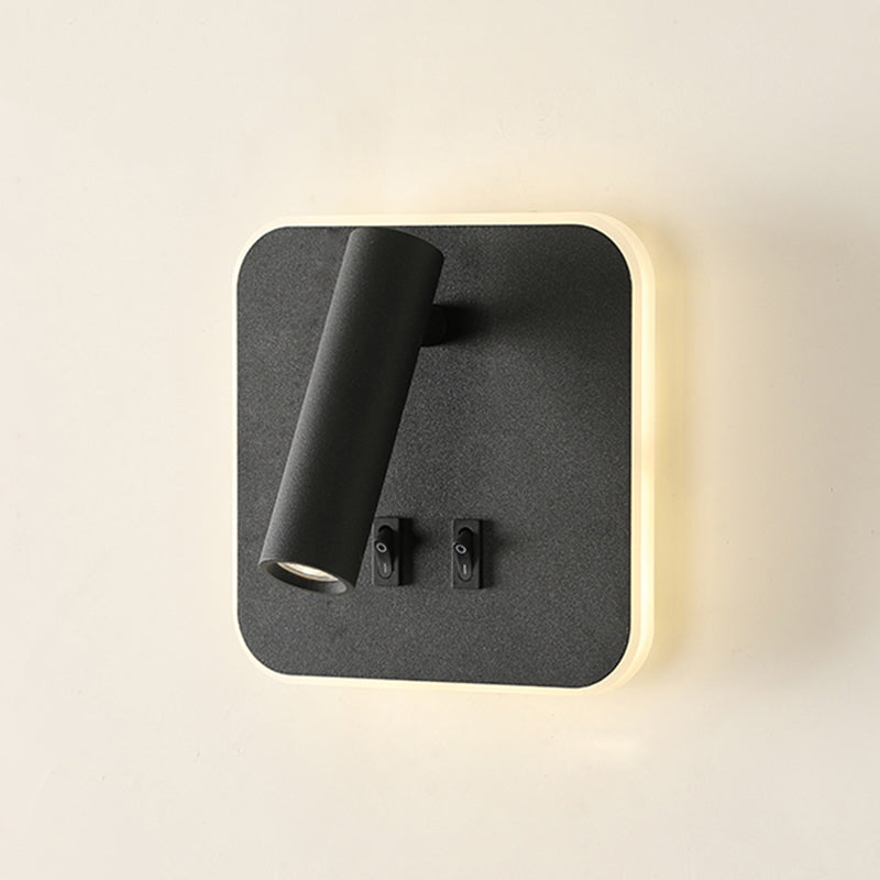 Lámpara de pared LED geométrica de aluminio en la simplicidad moderna de la luz de la pared de lectura de 2 luces para el dormitorio