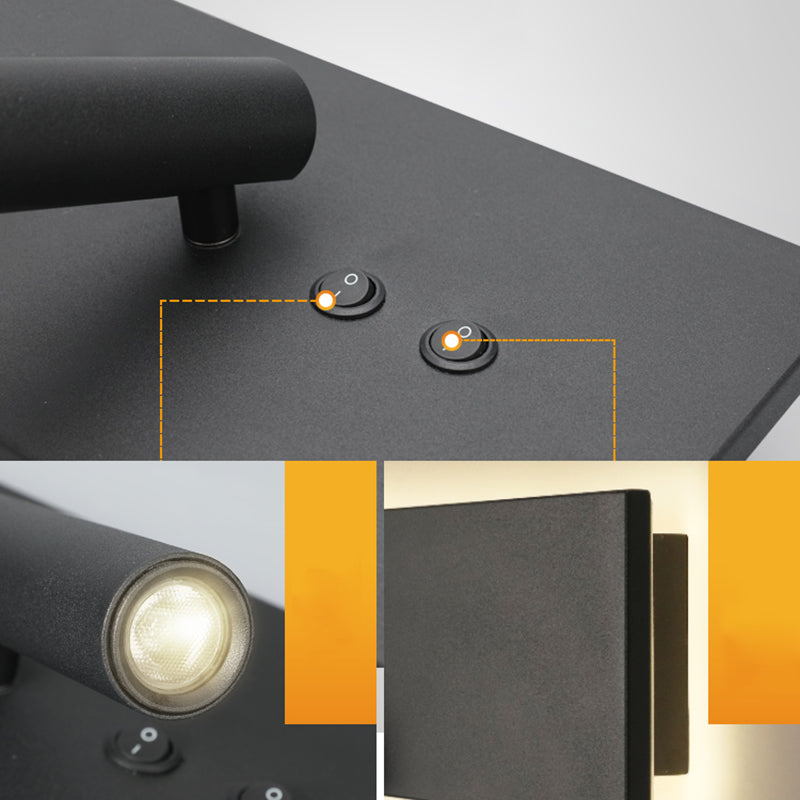 Lámpara de pared LED geométrica de aluminio en la simplicidad moderna de la luz de la pared de lectura de 2 luces para el dormitorio