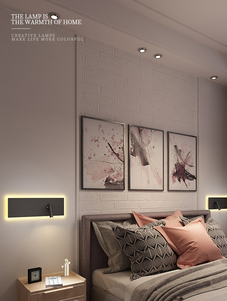Lámpara de pared LED geométrica de aluminio en la simplicidad moderna de la luz de la pared de lectura de 2 luces para el dormitorio