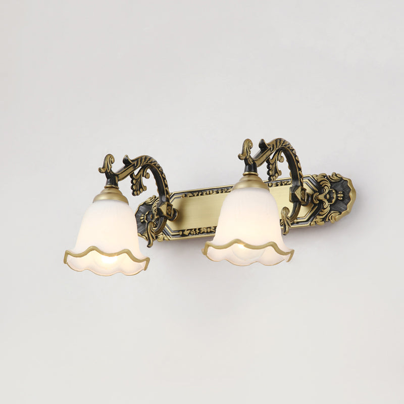 Traditional Simplicity Bell Vanity Sconce Lights Milk Glass Wall Mount Light Fixture for Bathroom