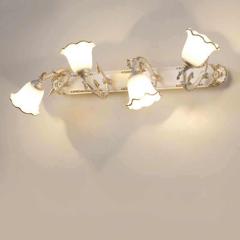 Traditional Simplicity Bell Vanity Sconce Lights Milk Glass Wall Mount Light Fixture for Bathroom