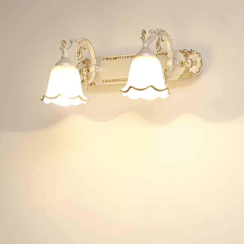 Traditional Simplicity Bell Vanity Sconce Lights Milk Glass Wall Mount Light Fixture for Bathroom