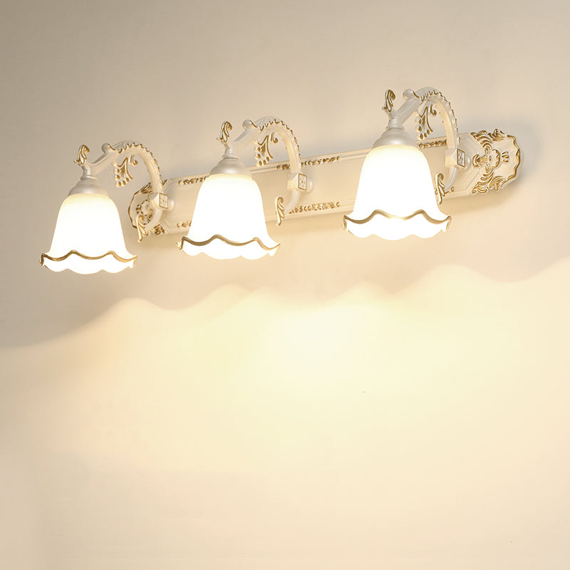 Traditional Simplicity Bell Vanity Sconce Lights Milk Glass Wall Mount Light Fixture for Bathroom