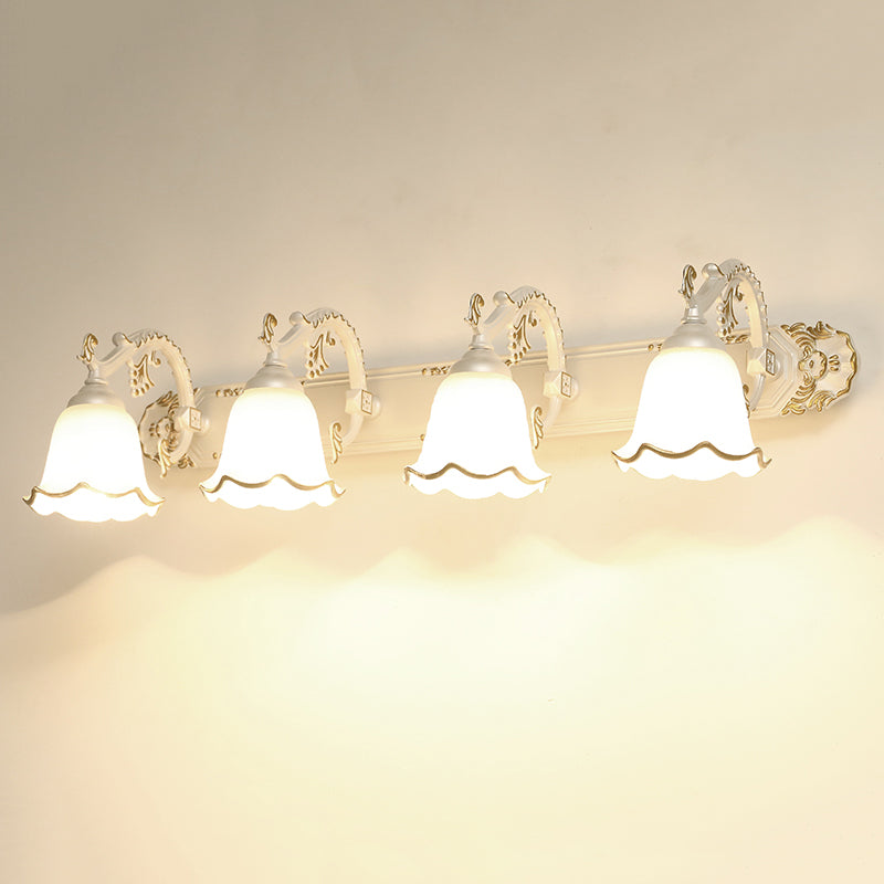 Traditional Simplicity Bell Vanity Sconce Lights Milk Glass Wall Mount Light Fixture for Bathroom