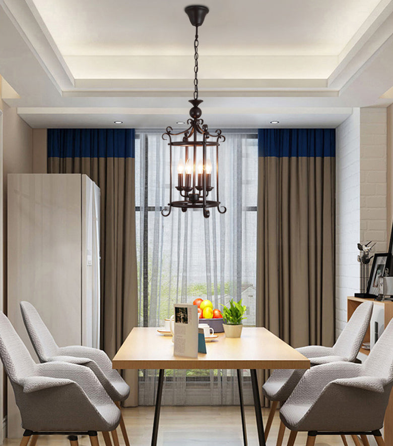 Lámpara de lámpara negra lámpara colgante lámpara de metal retro lámpara colgante lámpara