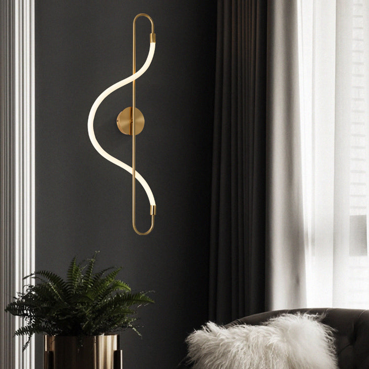 Gold Linear LED Wall Lamp in Modern Creative Style Wrought Iron Wall Sconce with Silicone Shade