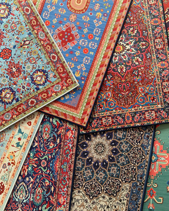 Multikoler viktorianischer Indoor-Teppich Polyester Blumendruck Teppich nicht rutschfest