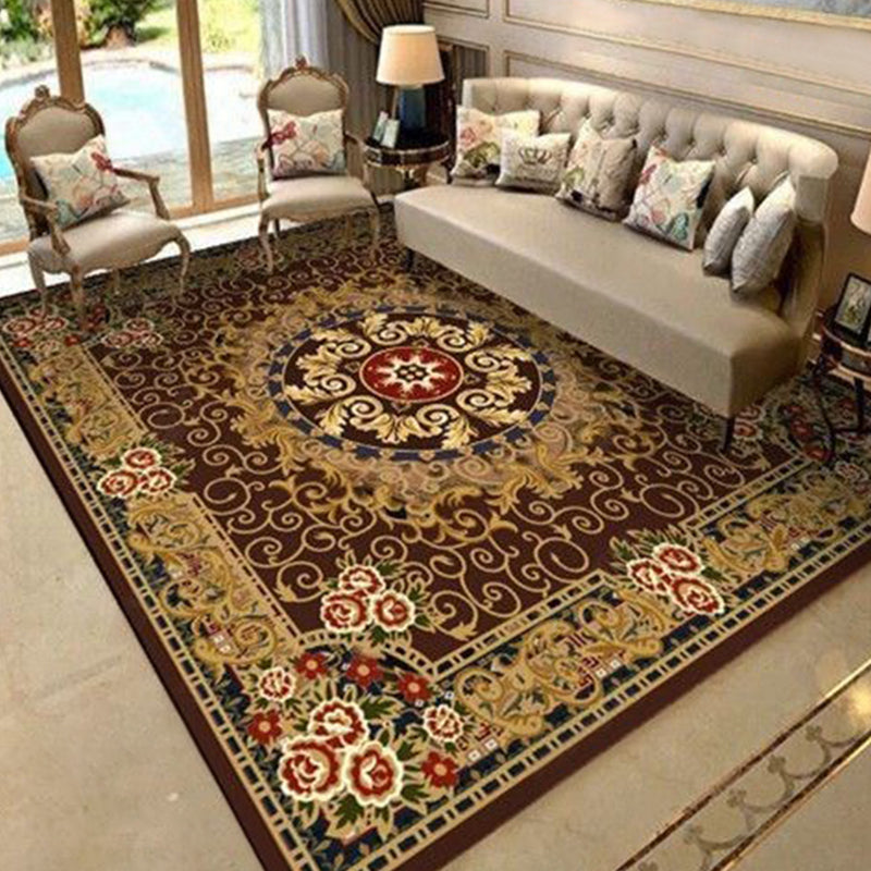 Bruine tone Old Area Tapijt Polyester Concentrische cirkel binnen Tapijt Tapijt Easy Care tapijt voor woonkamer