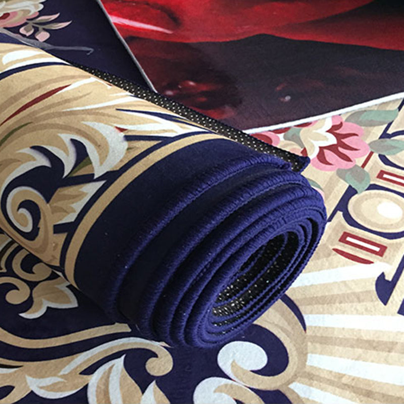 Retro Symmetrical Print Tapijt Multicolor polyester Tapijt Anti-slip achterstappert tapijt voor woonkamer