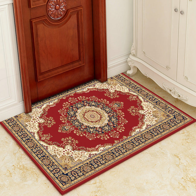 Retro Symmetrical Print Tapijt Multicolor polyester Tapijt Anti-slip achterstappert tapijt voor woonkamer