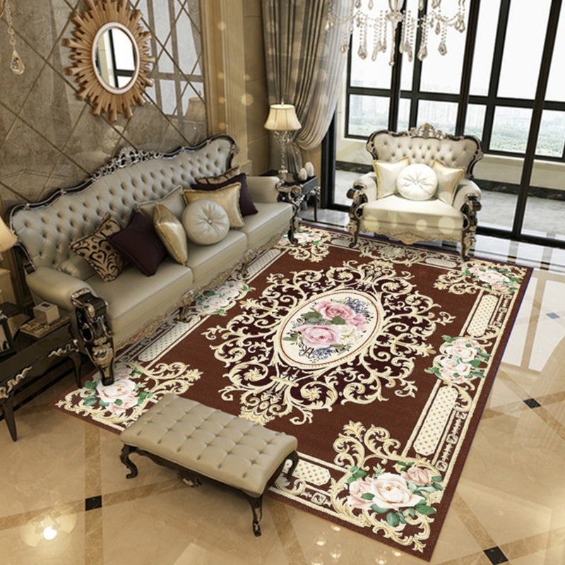 Tapis à imprimé floral multicolore Polyester tapis anti-glissement