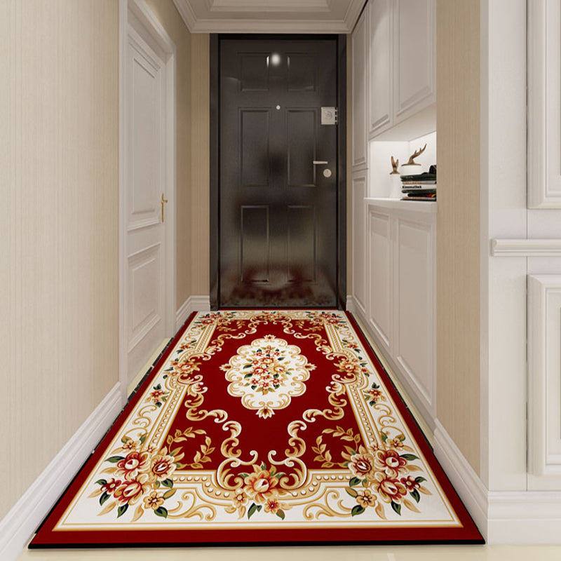 Multicolor Flower Rug Polyester Carpet Shabby Chic Anti-Slip Backing Indoor Rug for Living Room