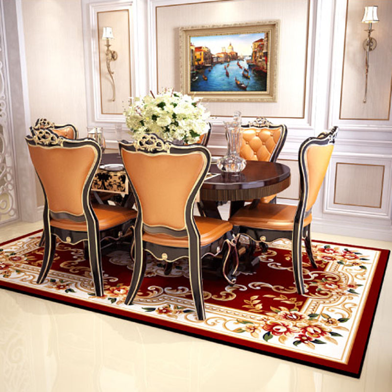 Multicolor Flower Rug Polyester Carpet Shabby Chic Anti-Slip Backing Indoor Rug for Living Room