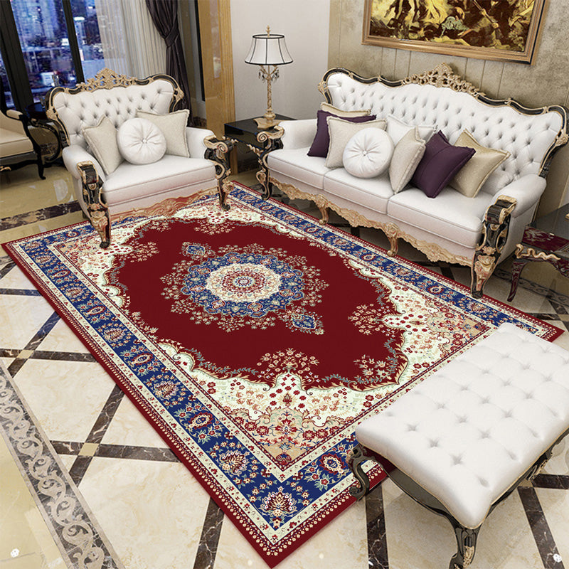 Kleur gemengd vintage gebied tapijt polyester polyester bloemenprint vloerkleed niet-slip achterste binnenkleed tapijt voor woonkamer