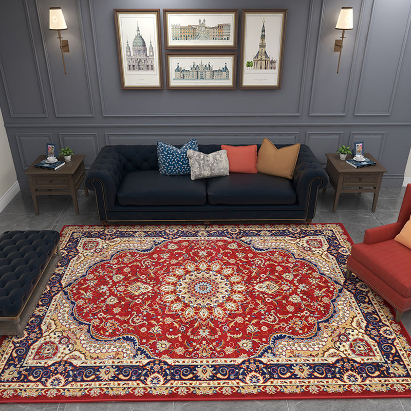 Multicoloe antiek gebied tapijt polyester bloem binnen tapijt anti-slip rugtapijt voor woonkamer