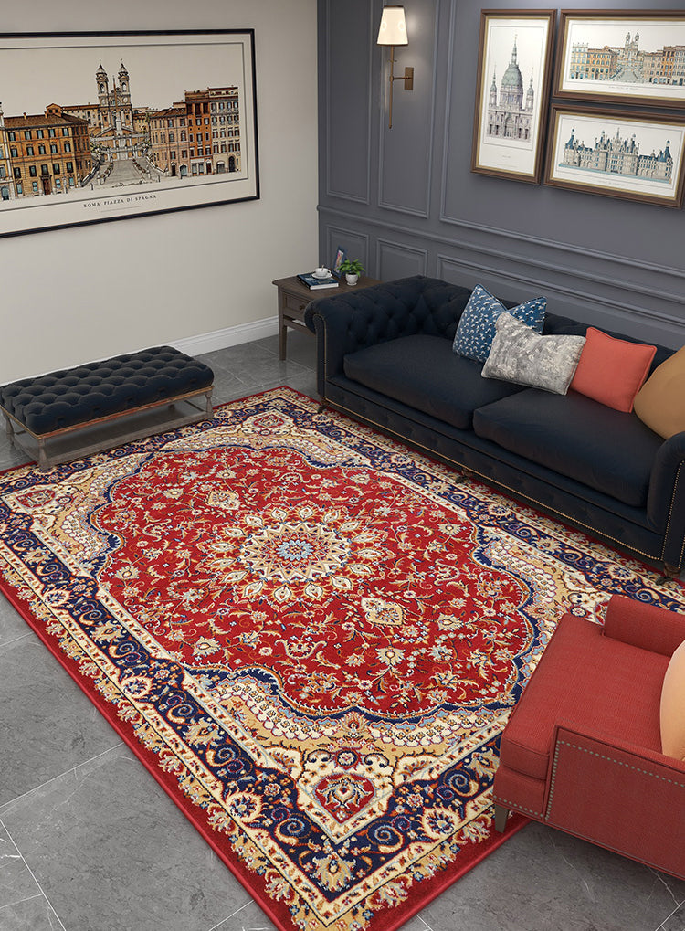 Multicoloe antiek gebied tapijt polyester bloem binnen tapijt anti-slip rugtapijt voor woonkamer