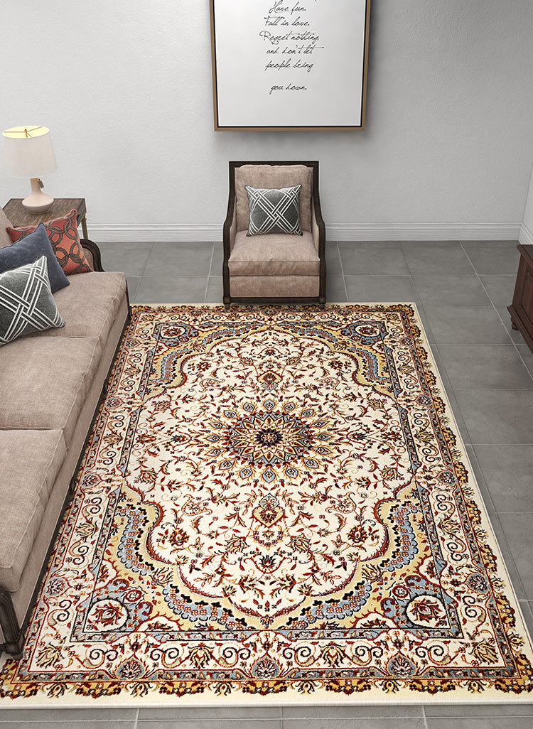 Multicoloe antiek gebied tapijt polyester bloem binnen tapijt anti-slip rugtapijt voor woonkamer