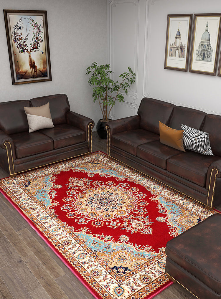 Multicoloe antiek gebied tapijt polyester bloem binnen tapijt anti-slip rugtapijt voor woonkamer