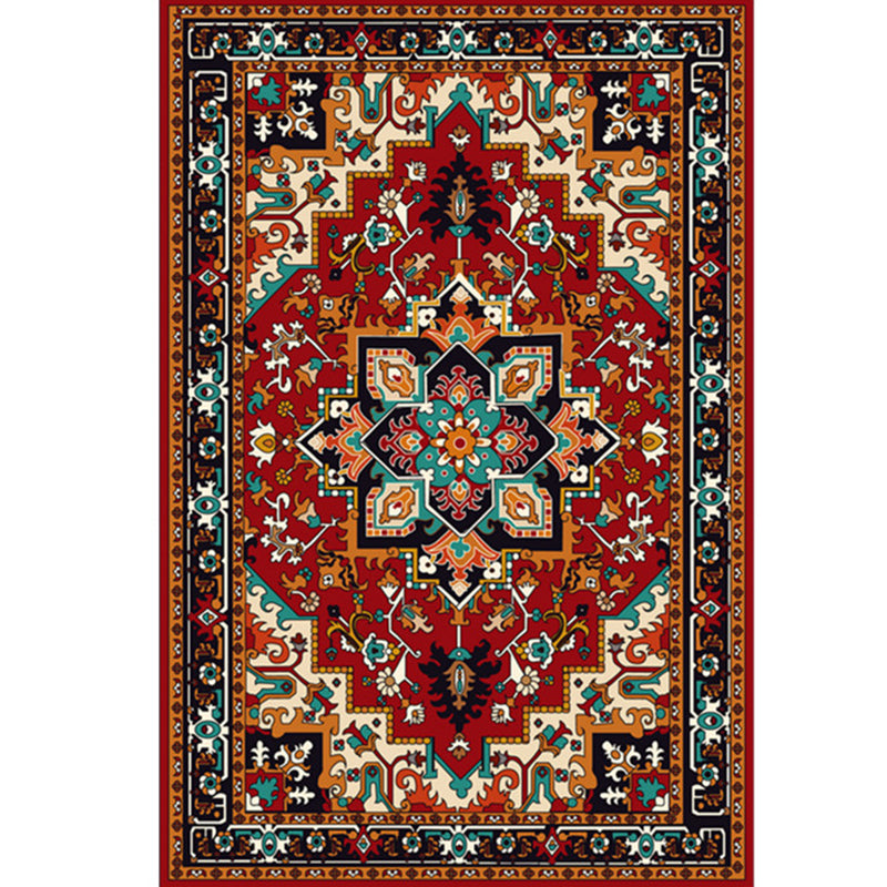 Einfarbiger Vintage-Teppich, Polyester-Teppich mit Blumendruck, rutschfeste Unterseite, Innenteppich für Wohnzimmer