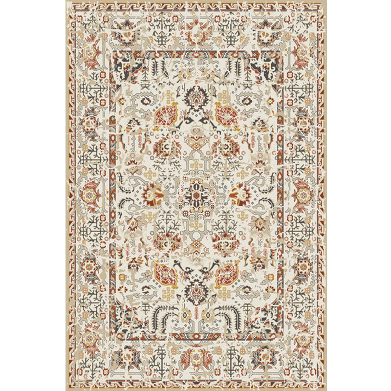 Einfarbiger Vintage-Teppich, Polyester-Teppich mit Blumendruck, rutschfeste Unterseite, Innenteppich für Wohnzimmer