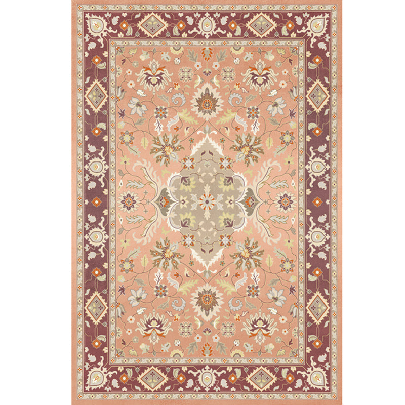 Einfarbiger Vintage-Teppich, Polyester-Teppich mit Blumendruck, rutschfeste Unterseite, Innenteppich für Wohnzimmer