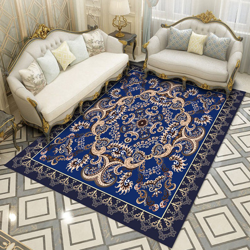 Mehrfarbiger symmetrischer Druckteppich Polyester Teppich Retro Anti-Rutsch-Rücken-Innenteppich für Wohnkultur