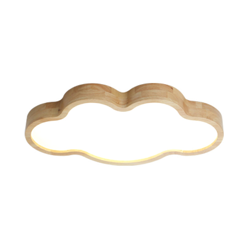 Log Color LED Ceiling Light in Modern Creative Style Wooden Cloud Flush Mount with Acrylic Shade