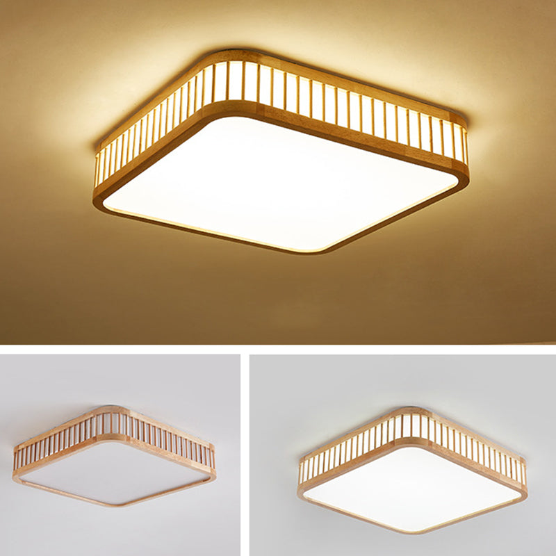 Plafonnier LED en acrylique de simplicité moderne, montage encastré géométrique en bois pour les espaces intérieurs