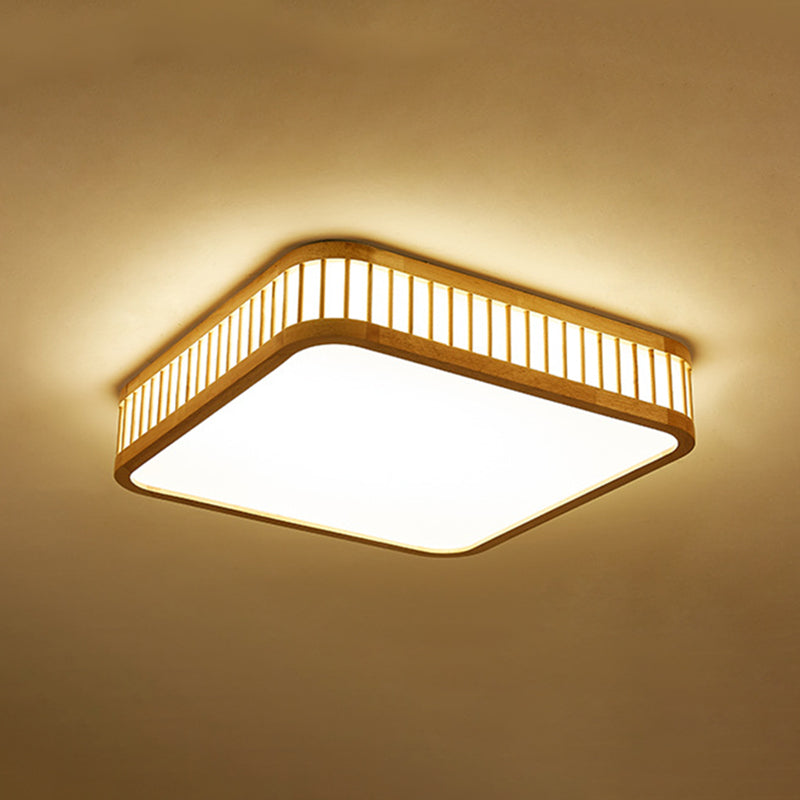 Log Color Geometric LED Flush Mount in Modern Creative Style Wooden Ceiling Light with Acrylic Shade