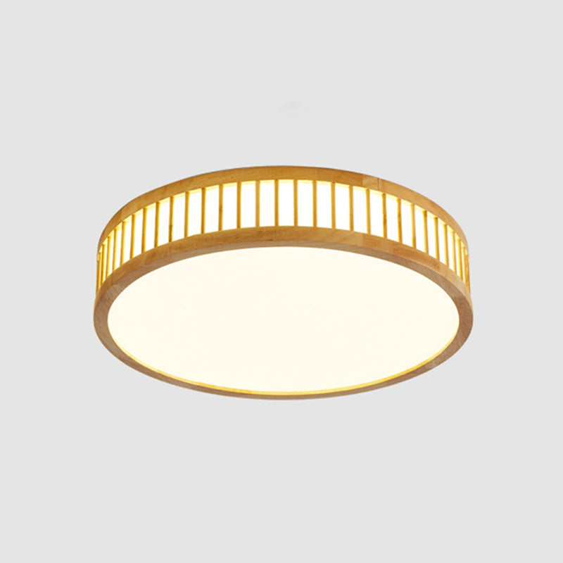 Log Color Geometric LED Flush Mount in Modern Creative Style Wooden Ceiling Light with Acrylic Shade