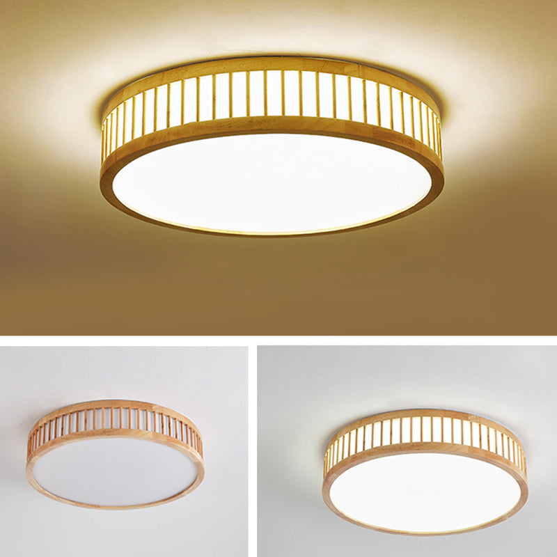 Log Color Geometric LED Flush Mount in Modern Creative Style Wooden Ceiling Light with Acrylic Shade