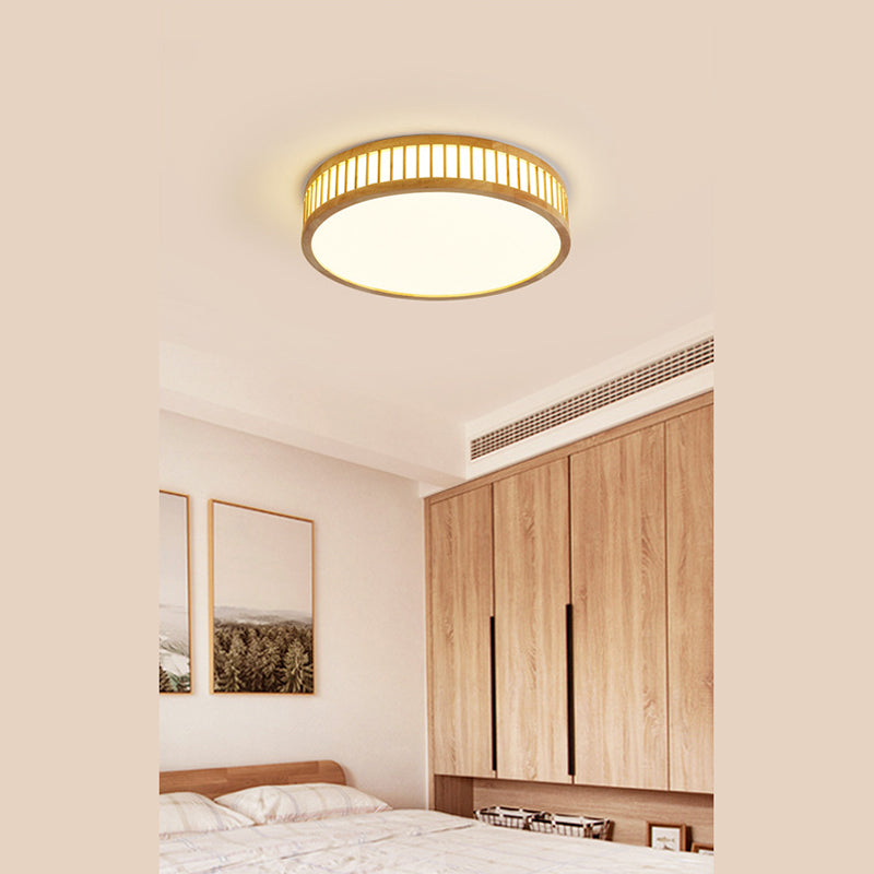 Log Color Geometric LED Flush Mount in Modern Creative Style Wooden Ceiling Light with Acrylic Shade