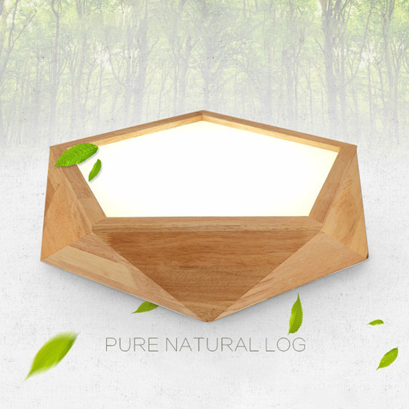 Plafonnier LED en acrylique de simplicité moderne, montage encastré géométrique en bois pour les espaces intérieurs