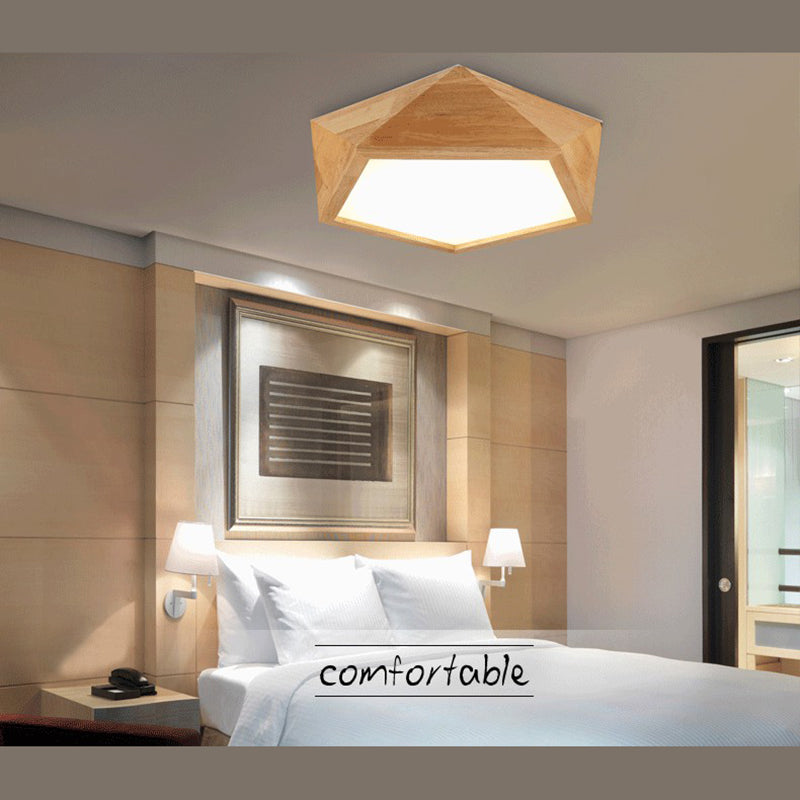 Plafonnier LED en acrylique de simplicité moderne, montage encastré géométrique en bois pour les espaces intérieurs