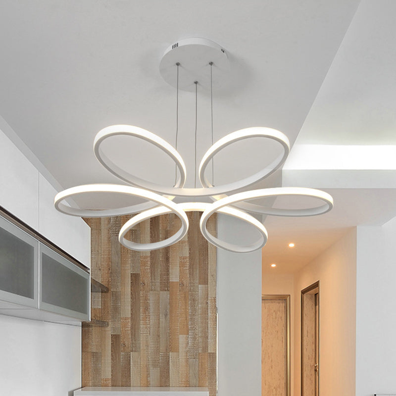 Wit LED lineair hanglampje in moderne creatieve stijl smeedijzeren hangende lamp met acrylschaduw