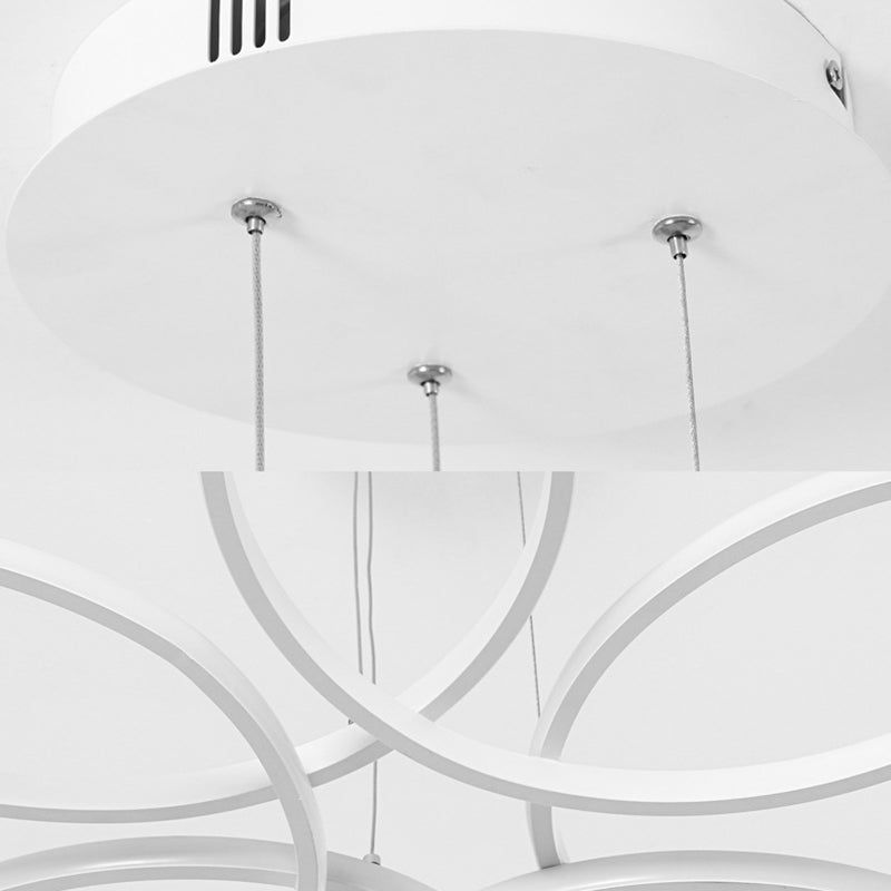 Wit LED lineair hanglampje in moderne creatieve stijl smeedijzeren hangende lamp met acrylschaduw