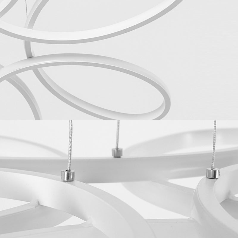 Wit LED lineair hanglampje in moderne creatieve stijl smeedijzeren hangende lamp met acrylschaduw