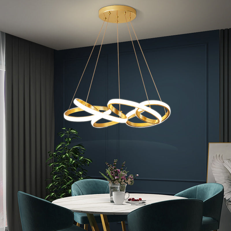 Lámpara de colgación LED lineal dorada en una lámpara de aluminio moderna ajustable con sombra acrílica