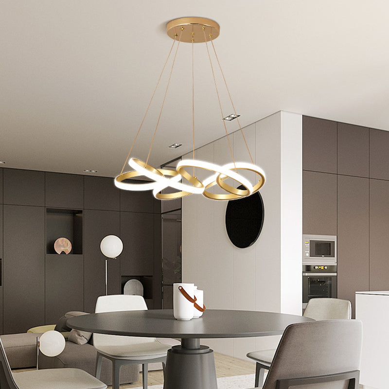 Lámpara de colgación LED lineal dorada en una lámpara de aluminio moderna ajustable con sombra acrílica