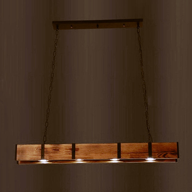 Linear Wood Island Lighting Industrial Loft Vintage Ceiling Lights for Bar