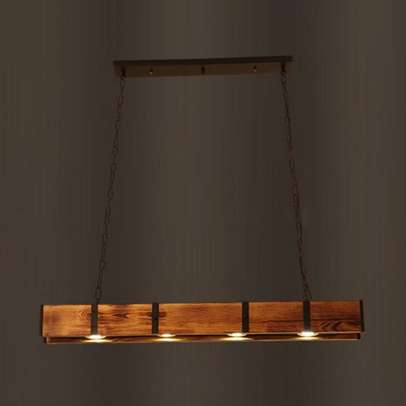 Linear Wood Island Lighting Industrial Loft Vintage Ceiling Lights for Bar
